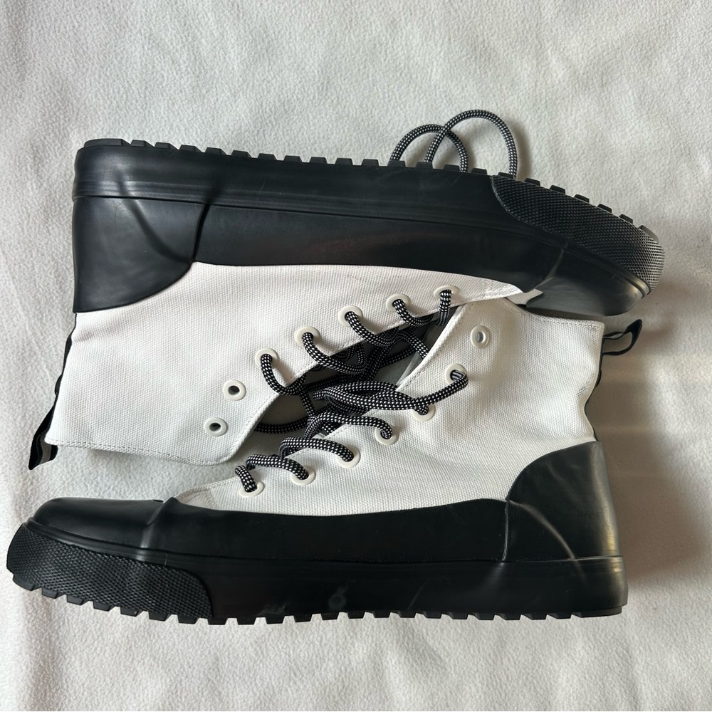 Hunter Black and White High-Top Sneakers